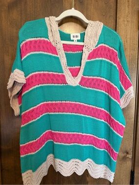 Bibi striped hooded sweater top - NEW - size M